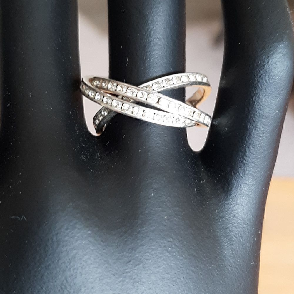 Fashion silver and cubic cz 3 piece ring set